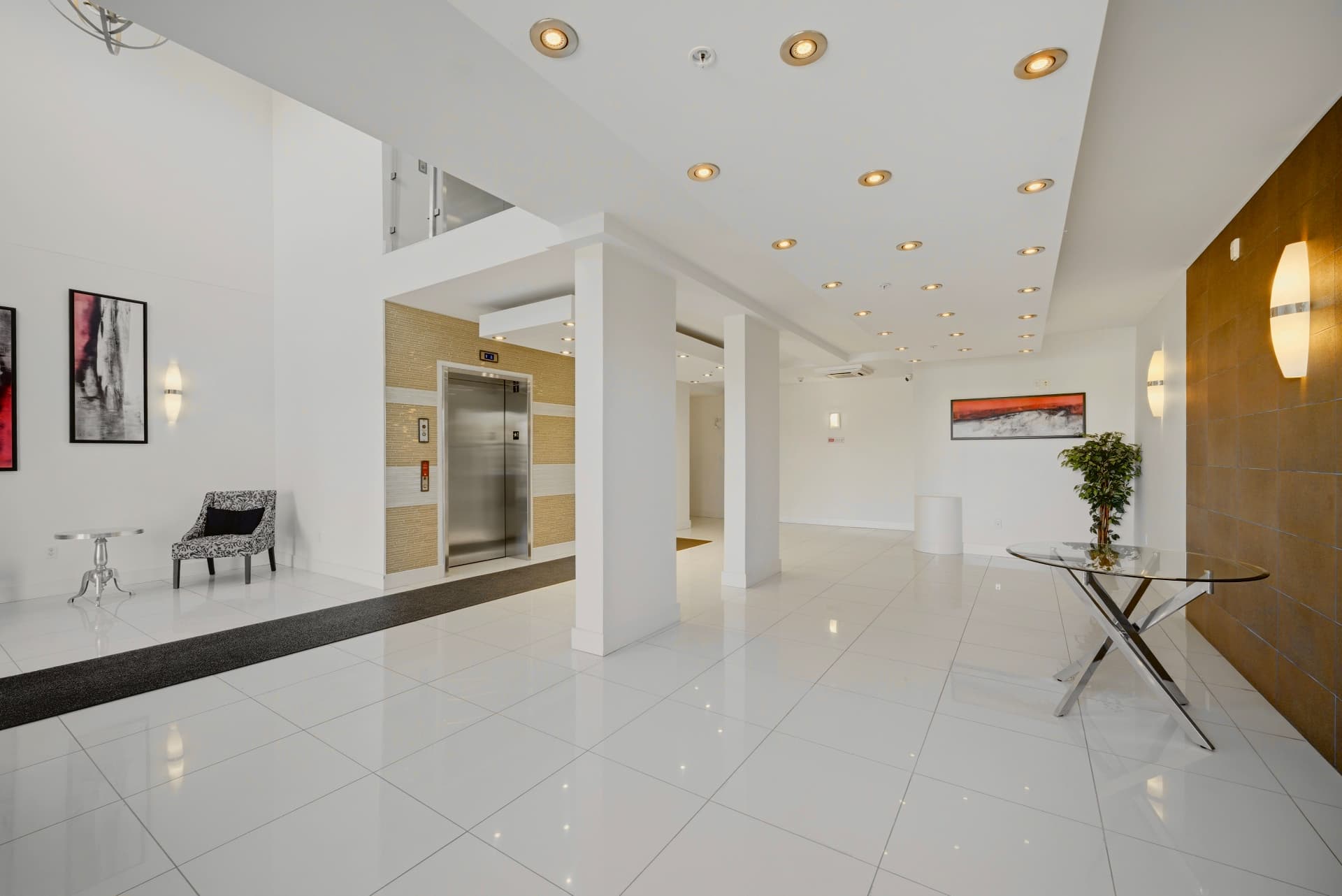 Modern condo building lobby